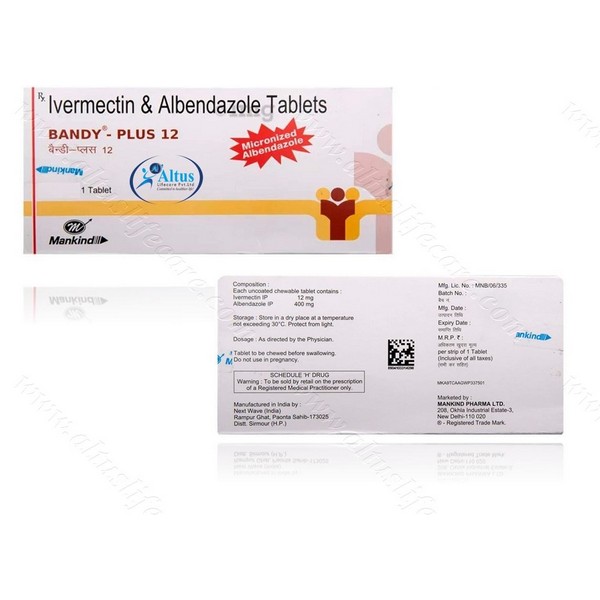 Buy Bandy-Plus 12 Tablet (Ivermectin (12mg) + Albendazole (400mg))